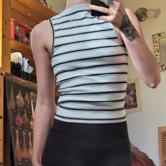 Afends Tops - Afends Hemp Revolution Moby Hemp Striped Ladies High Neck Tank Shadow - M